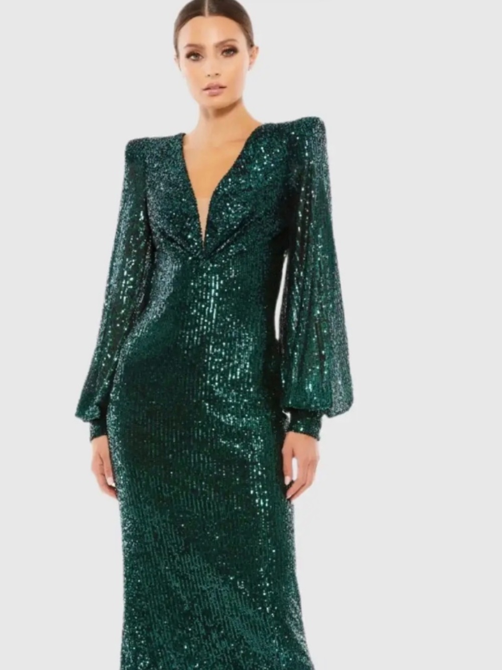 Leena for Mac Duggal style 26866 Midi Dress in Emerald Green. Size 4. GORGEOUS - Picture 9 of 10